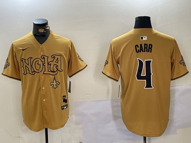 Men New Orleans Saints #4 Carr Yellow Joint Name 2024 Nike Limited NFL Jersey style 3->indianapolis colts->NFL Jersey